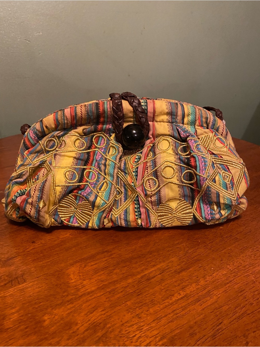 Plenty by Tracy Reese Multicolored Embroidered Striped Clutch